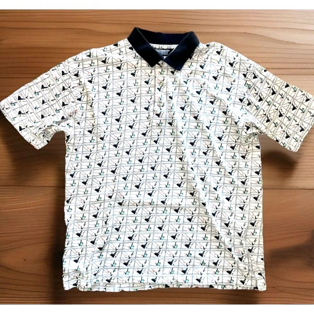 Vintage Knightsbridge All Over Print Golf Club Shirt Polo Mens L